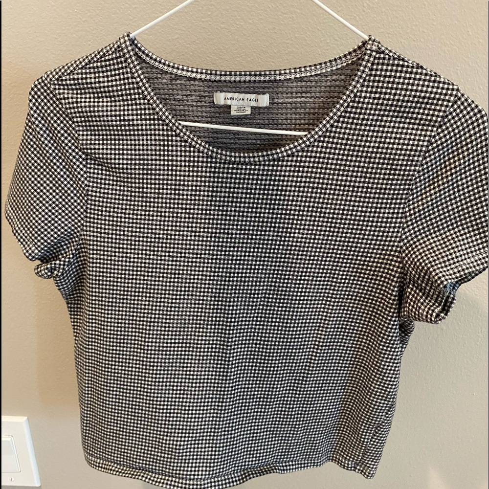 American eagle black and white checkered crop top